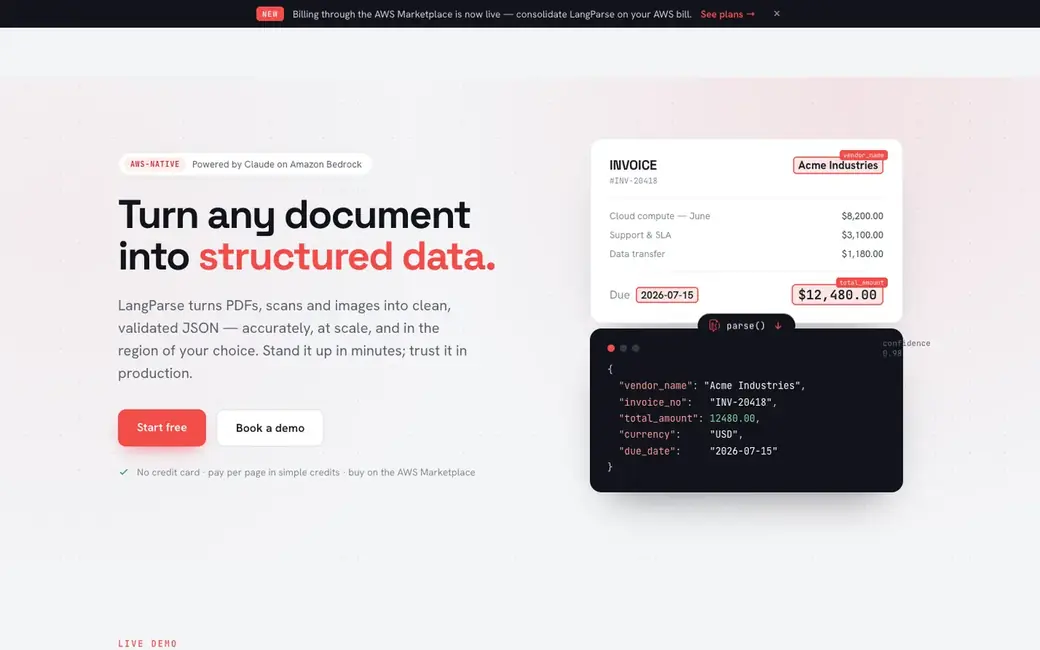 LangParse website