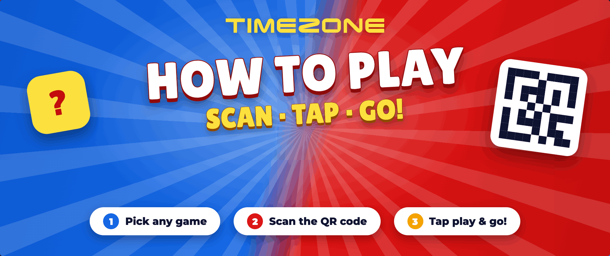 Timezone How to Play — on-game QR codes opening game instructions and tips, built by Flipmind